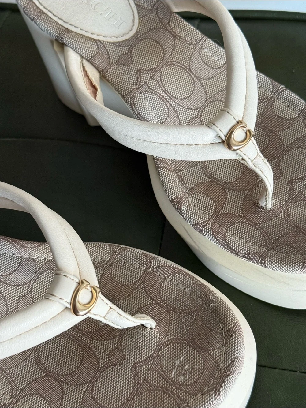 Coach Franki Signature Platform Wedge Flip Flops – Size 7
